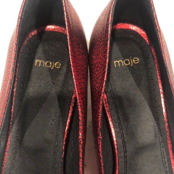 Maje Fia red crackle leather pointy toe heels NWOB - Picture 2 of 7